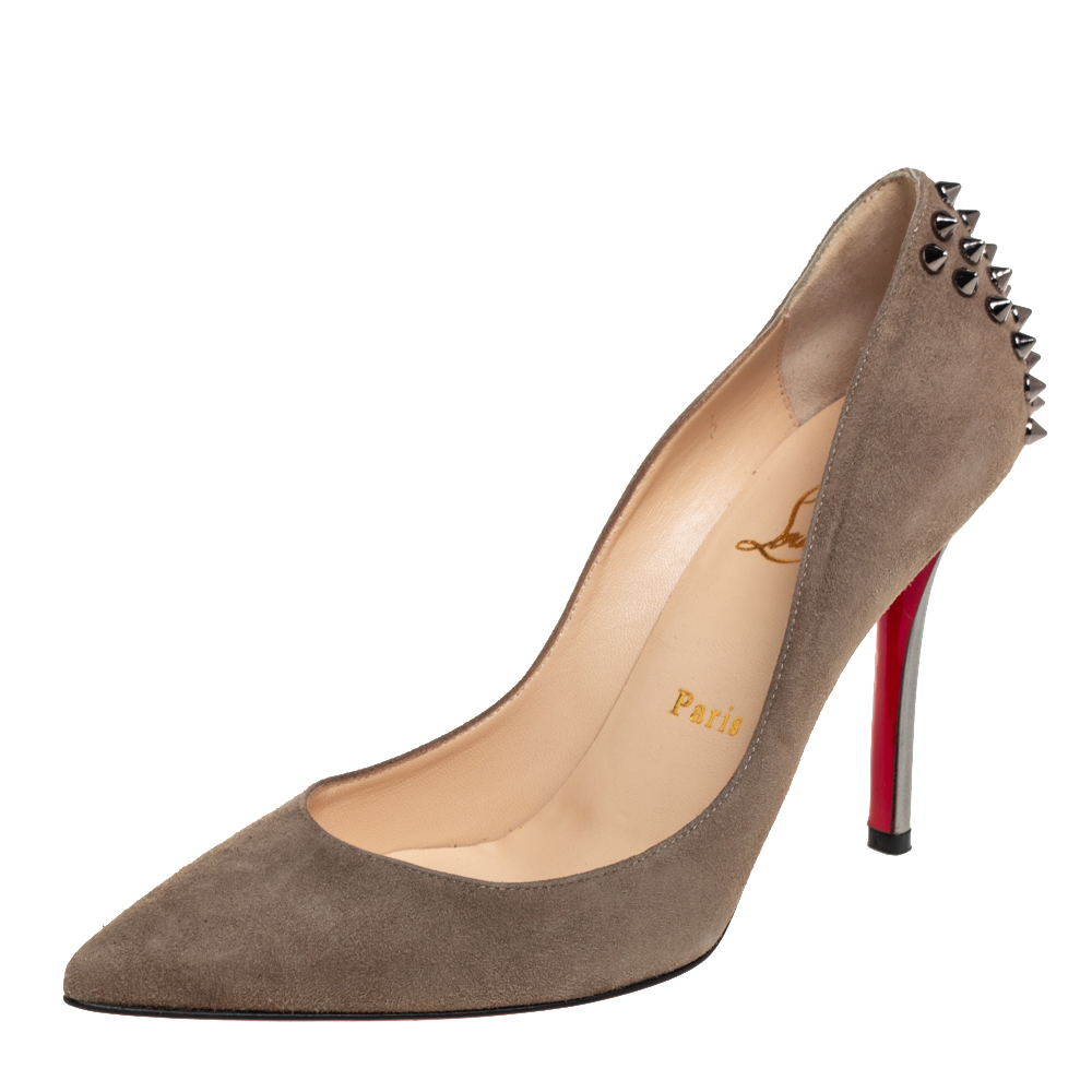 Christian Louboutin Olive Green Suede Zappa Pointed Toe Pumps Size 37
