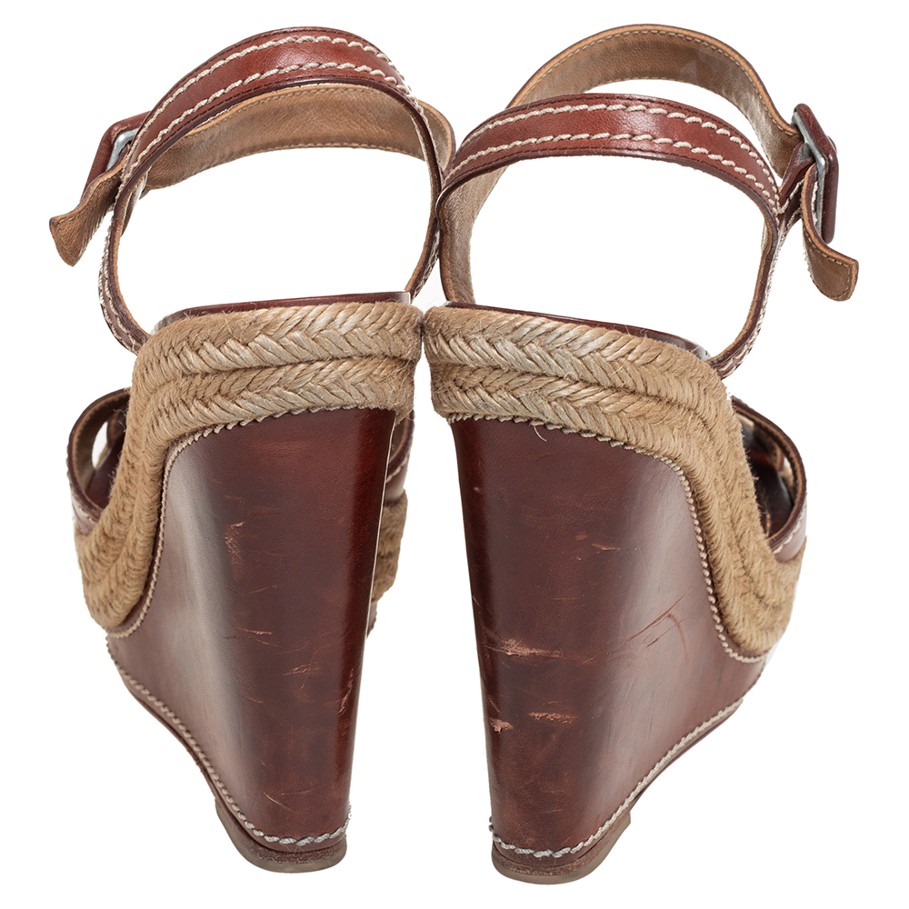 Christian Louboutin Brown Leather Almeria Sandals Size 36