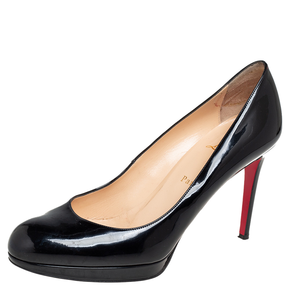 Christian Louboutin Black Patent Leather New Simple Pumps Size 39.5