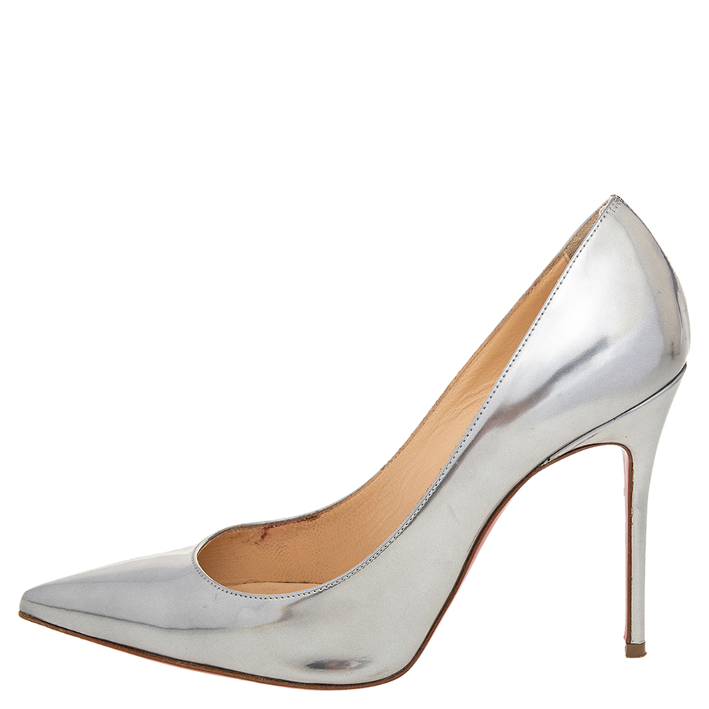 Christian Louboutin Silver Laminated Leather Pigalle Follies Pointed Pumps Size
Christian Louboutin Silver Laminated Leather Pigalle Follies Pointed Pumps Size