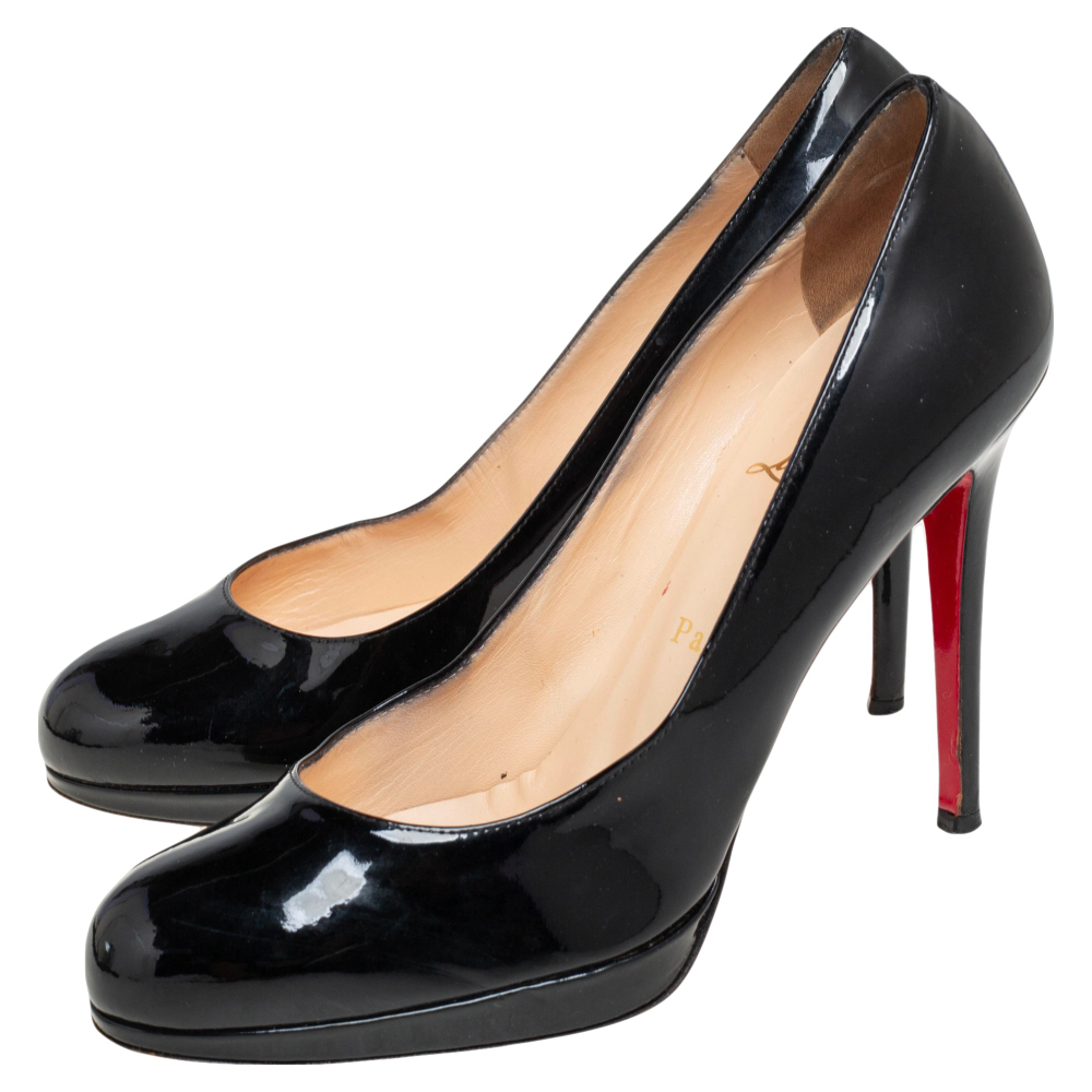 Christian Louboutin Black Patent Leather New Simple Pumps 38.5