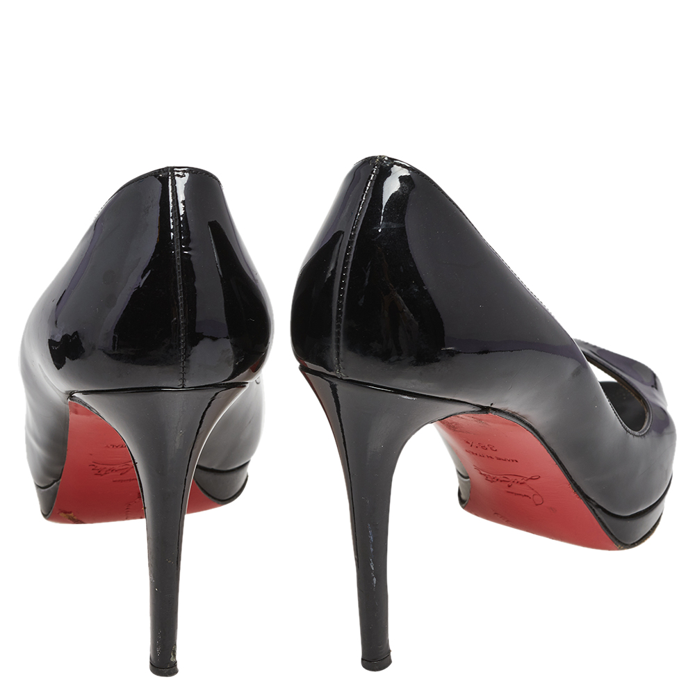 Christian Louboutin  Black Patent Leather New Prive  Pumps Size 38.5