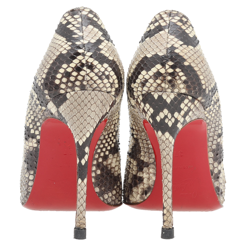 Christian Louboutin Beige-Brown Python Leather Simple Pumps Size 37