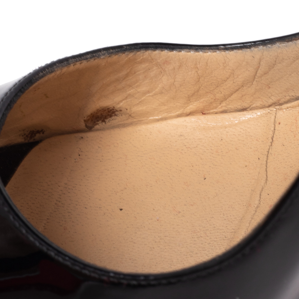 Christian Louboutin Black Patent Leather Very Prive Peep Toe Platform Pumps Size 38