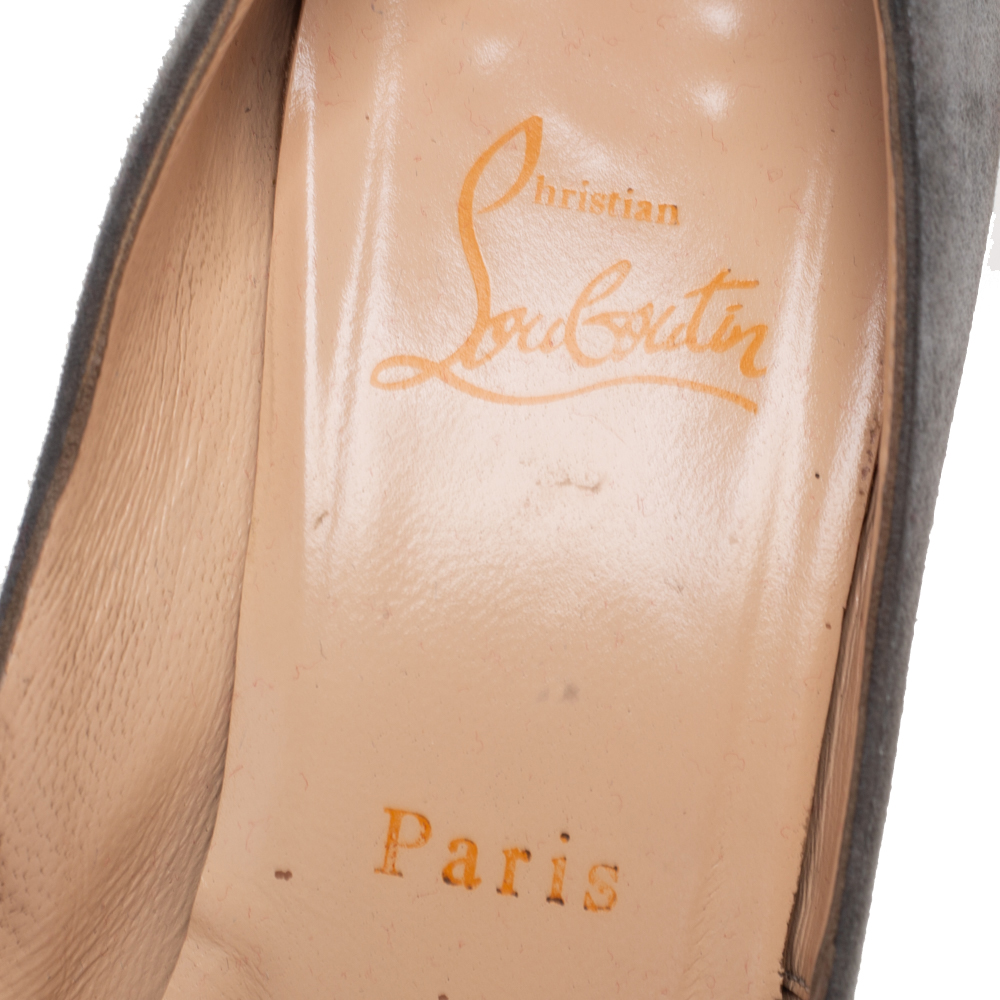Christian Louboutin Grey Suede Palais Royal Peep Toe Pumps Size 37