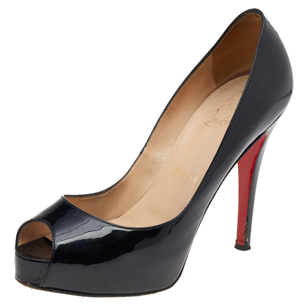Christian Louboutin Black Patent Leather Very Prive Pumps Size 36