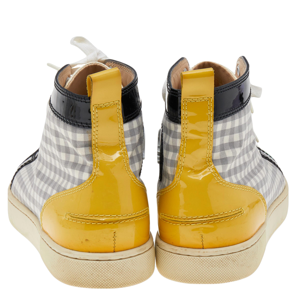 Christian Louboutin Multicolor Patent Leather And Tartan Louis Flat High Top Sneakers Size 40