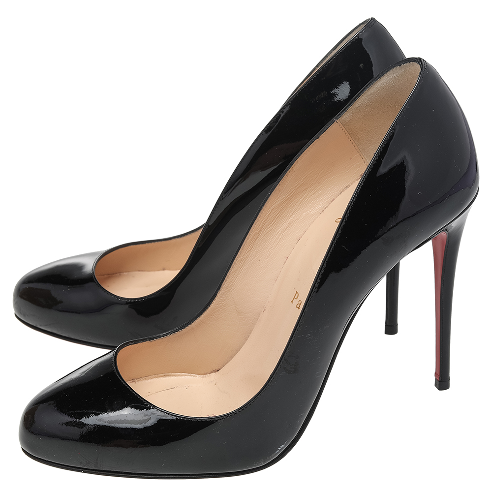 Christian Louboutin Black Patent Leather Fifille Pumps Size 38