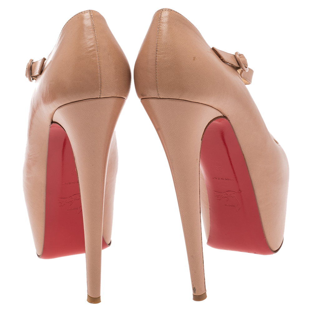 Christian Louboutin Beige Leather Lady Daf Pumps Size 38