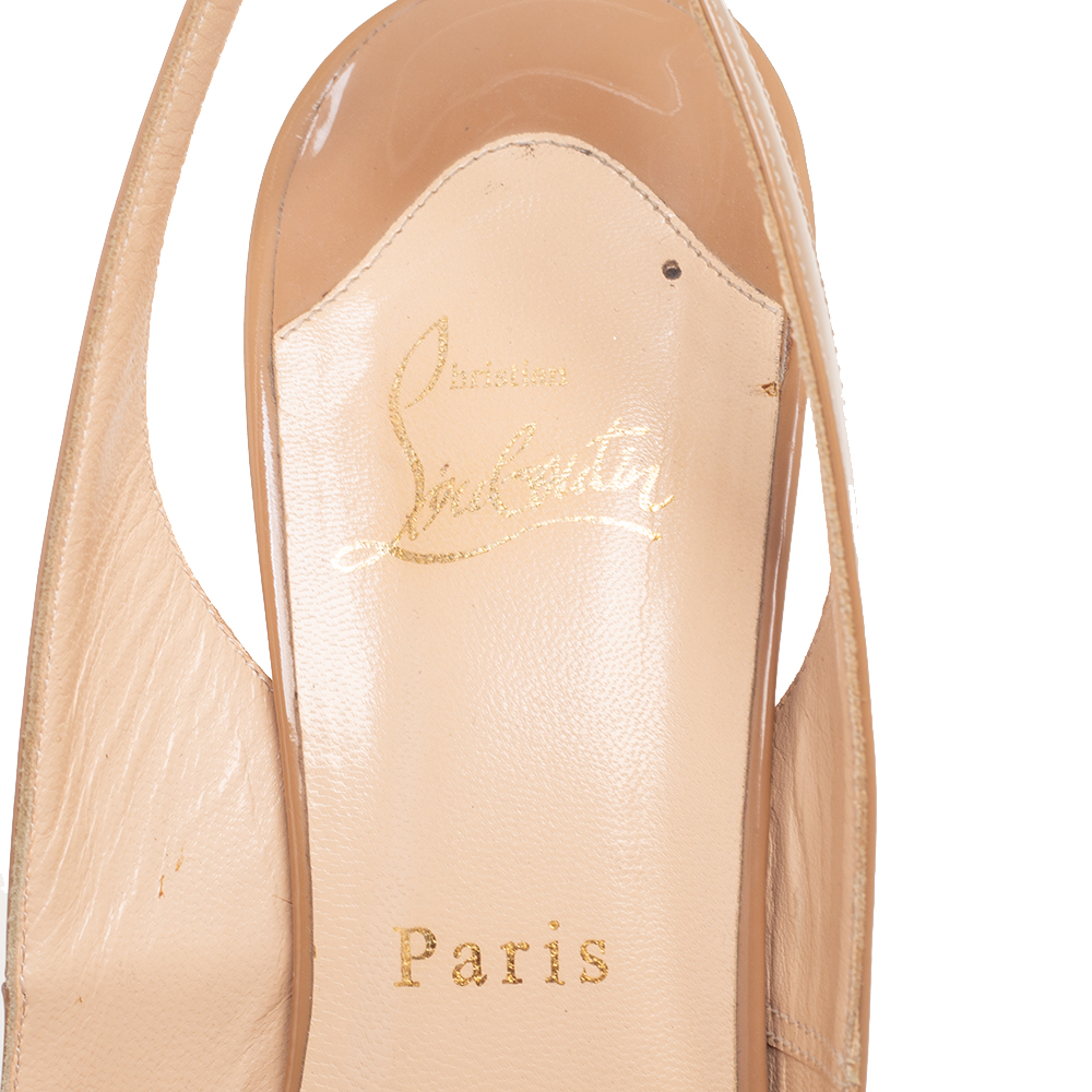Christian Louboutin Beige Patent Leather N°Prive Sandals Size 40
