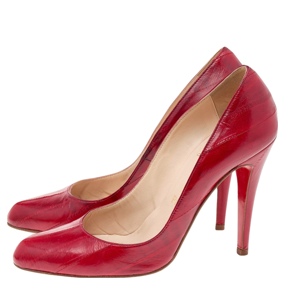 Christian Louboutin Red Eel Leather Pumps Size 36.5