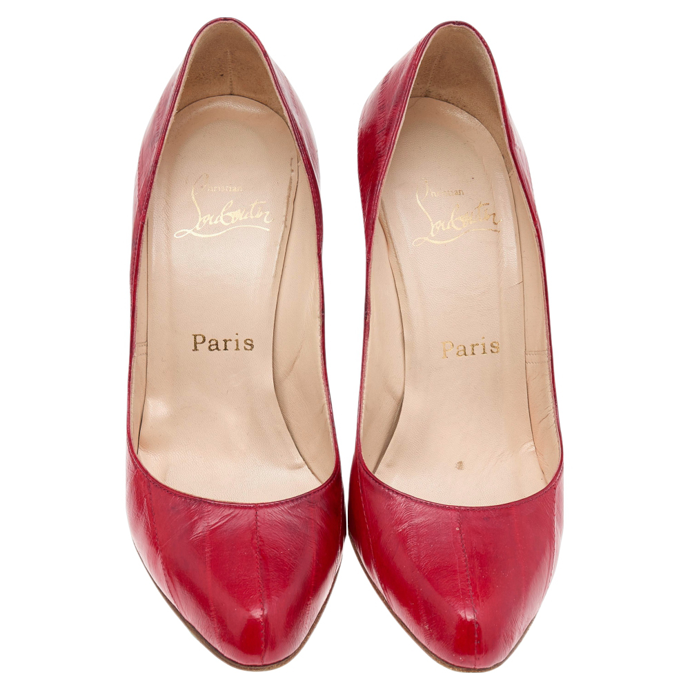 Christian Louboutin Red Eel Leather Pumps Size 36.5