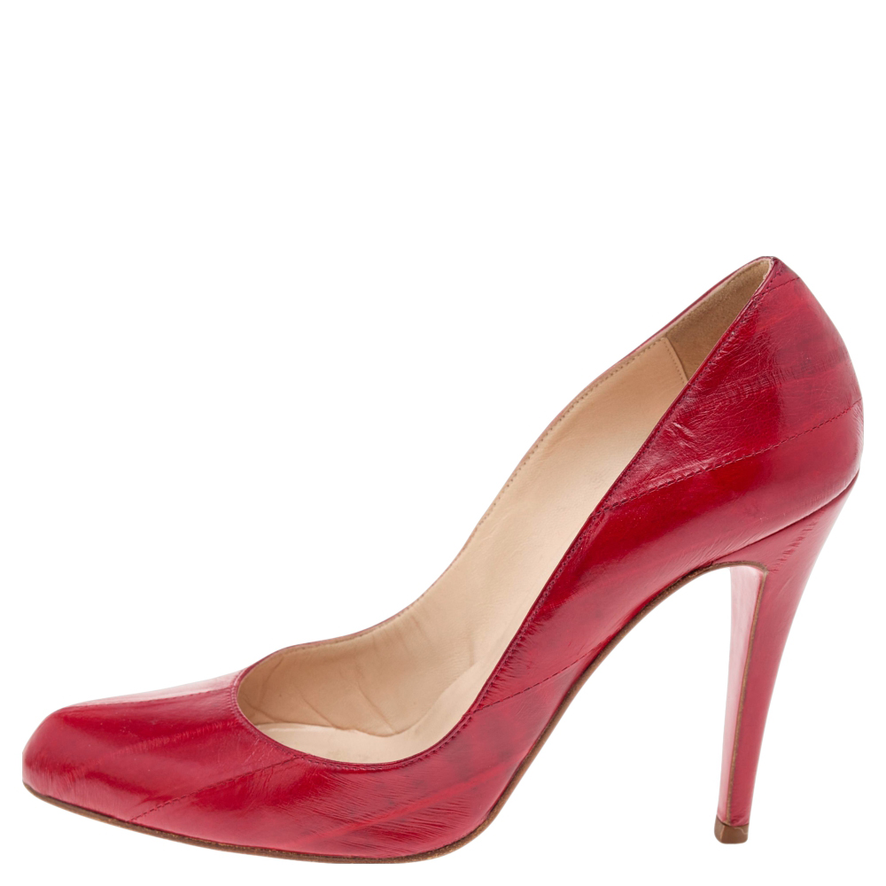 Christian Louboutin Red Eel Leather Pumps Size 36.5