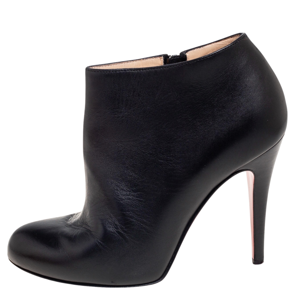 Christian Louboutin Black Leather Belle Ankle Boots Size 36.5