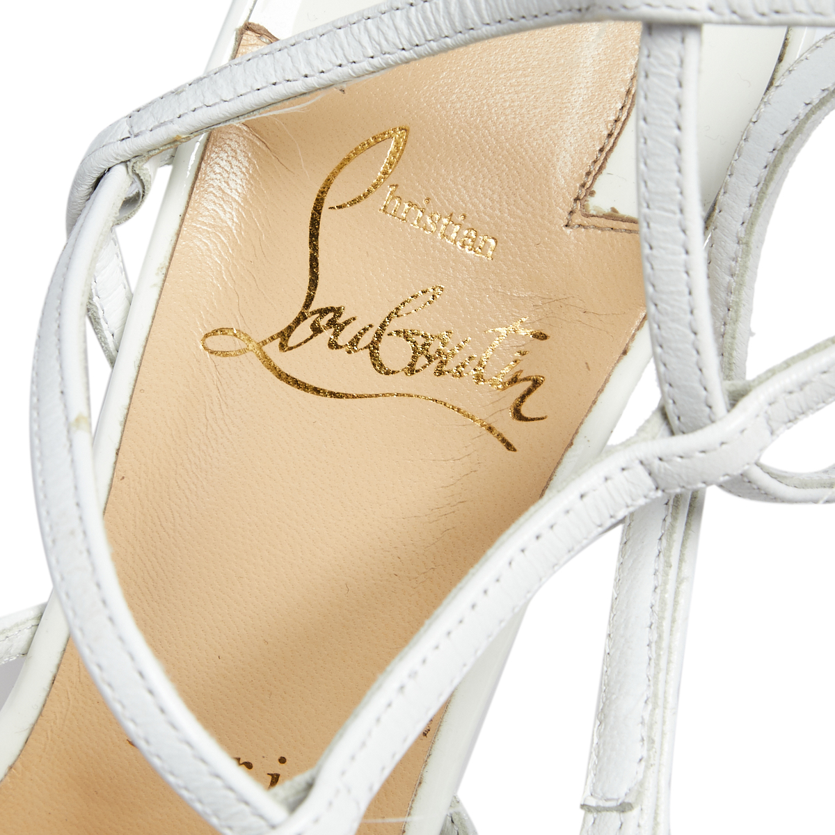 Christian Louboutin White Leather Kadreyana Strappy Sandals Size 37