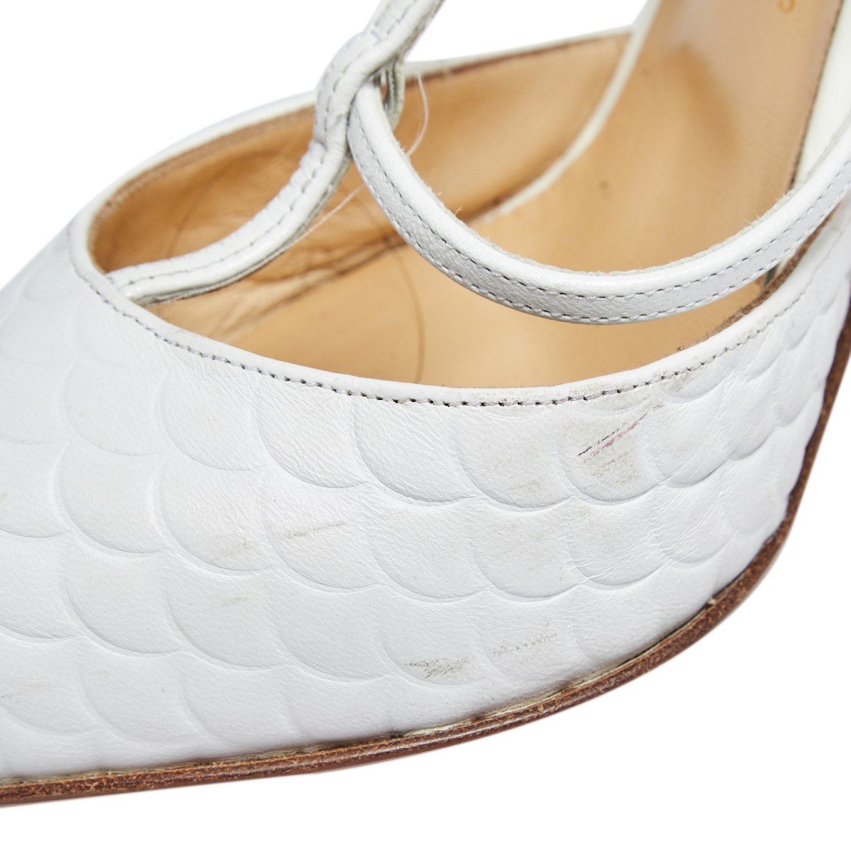 Christian Louboutin White Leather Kadreyana Strappy Sandals Size 37