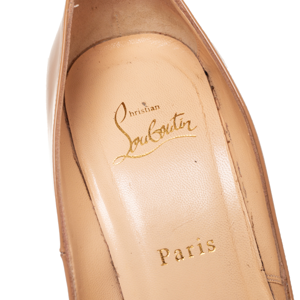 Christian Louboutin Beige Patent Leather Bianca Pumps Size 38.5