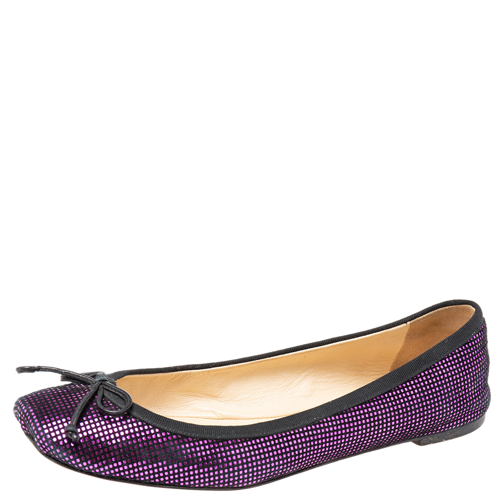 Christian Louboutin Purple/Black Suede Rosella Ballet Flats Size 37