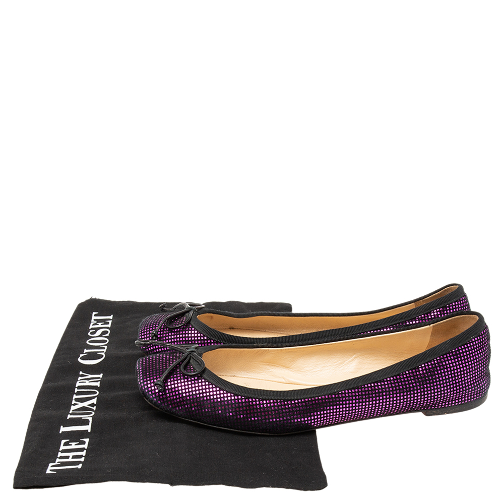 Christian Louboutin Purple/Black Suede Rosella Ballet Flats Size 37