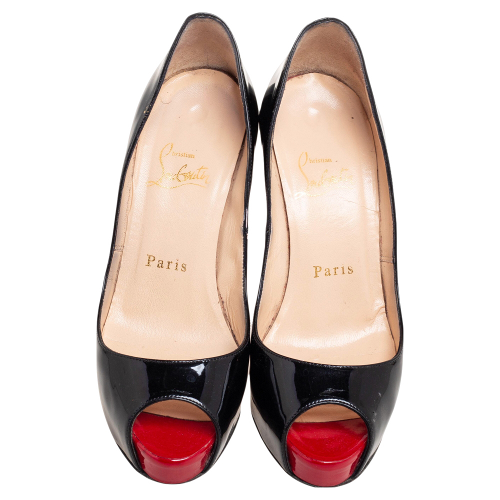 Christian Louboutin Black Patent Leather Very Prive Pumps Size 35
