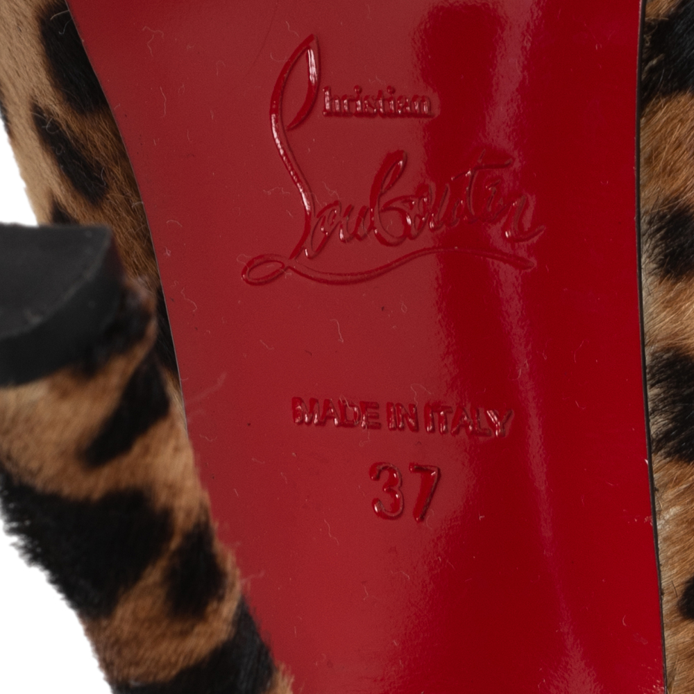 Christian Louboutin Brown/Beige Leopard Print Calf Hair Maryl Pumps Size 37