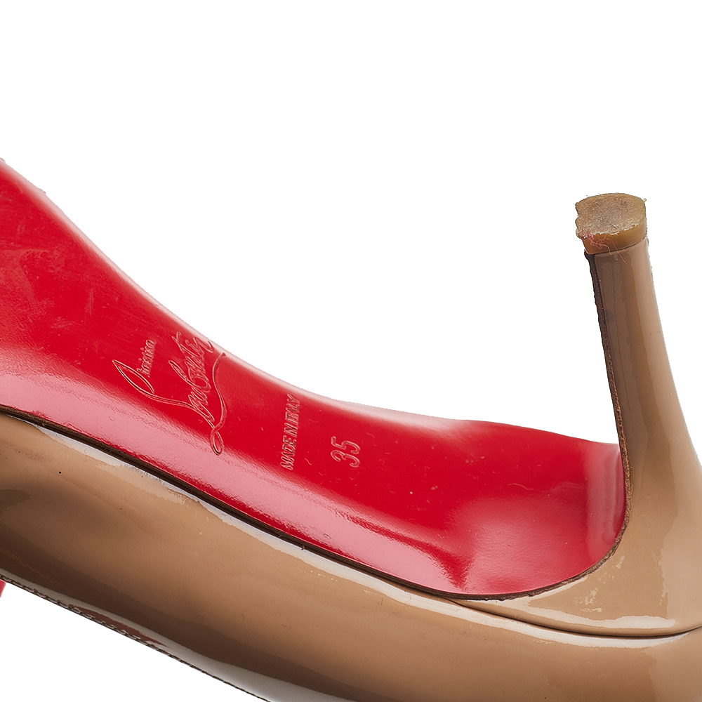 Christian Louboutin Beige Patent Leather Simple Pumps Size 35