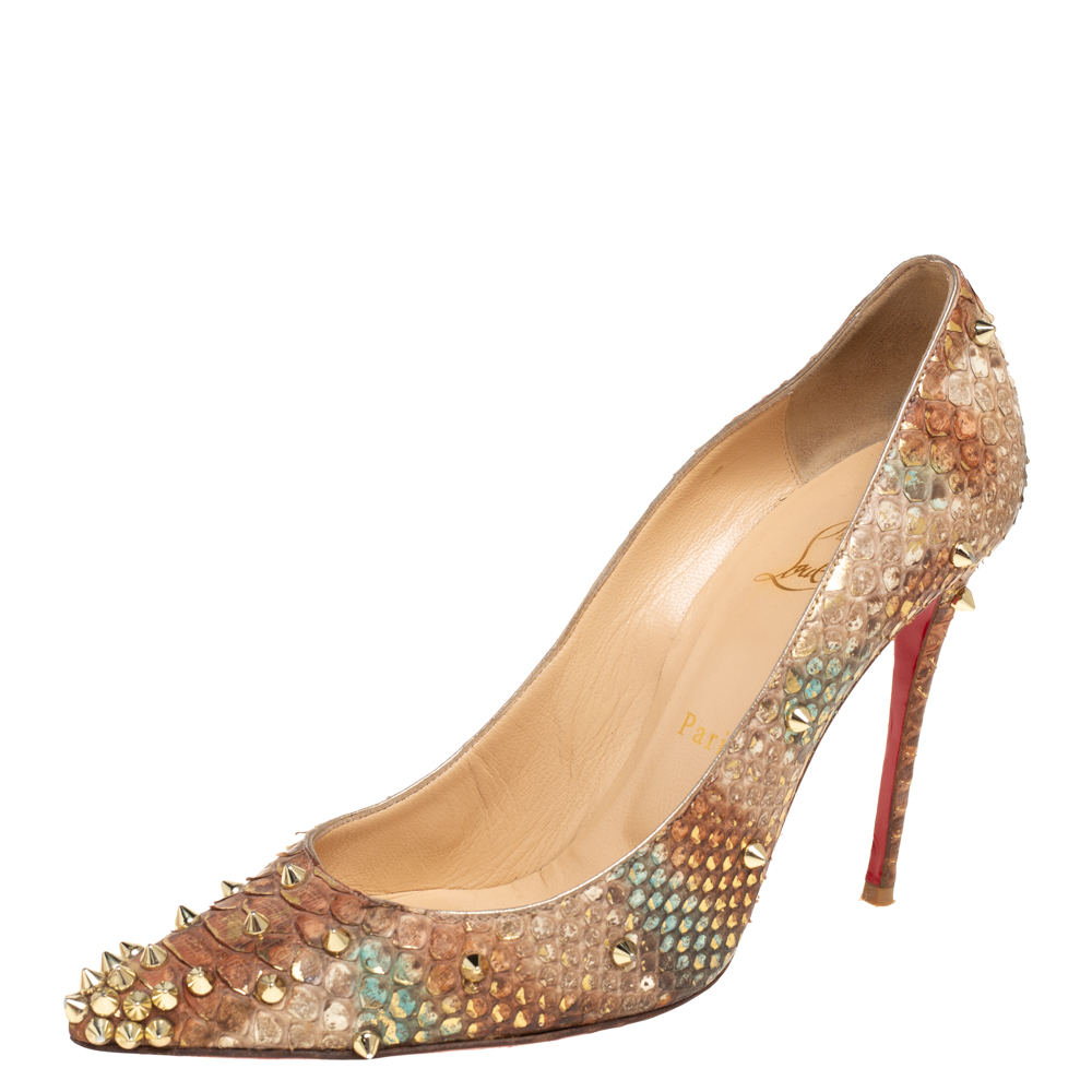 Christian Louboutin Multicolor Python Leather Degraspike  Pumps Size 39.5