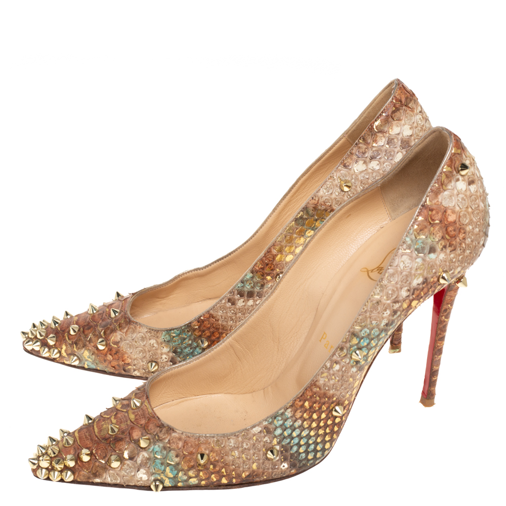Christian Louboutin Multicolor Python Leather Degraspike  Pumps Size 39.5