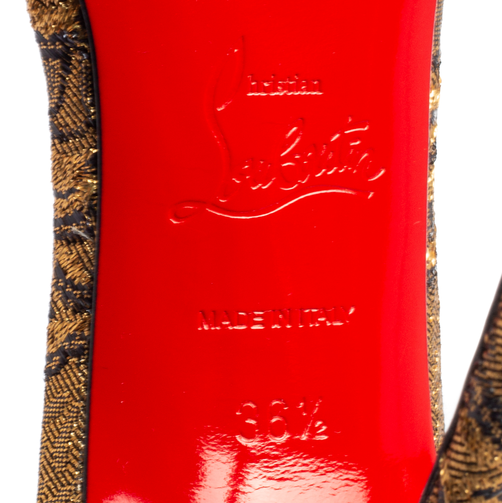 Christian Louboutin Gold Brocade Fabric Iriza Pumps Size 36.5