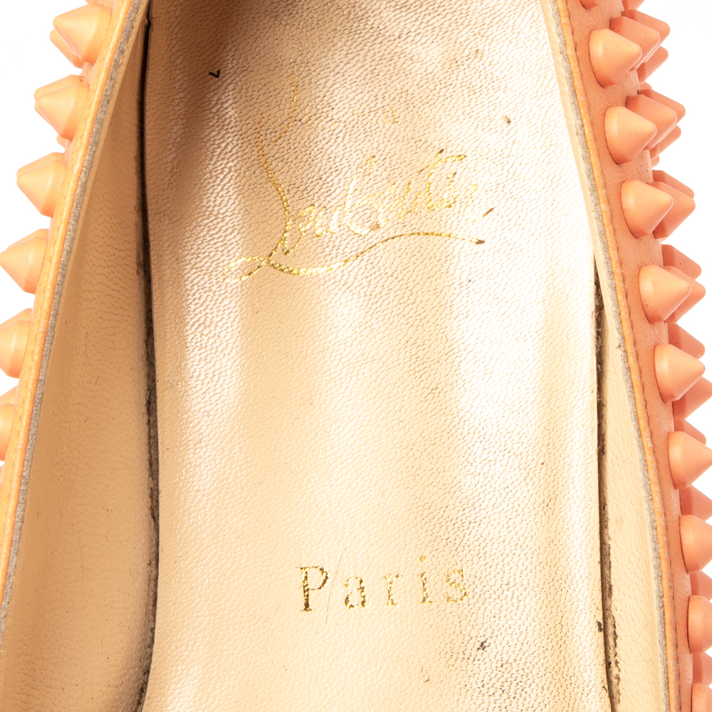 Christian Louboutin Orange Leather Spiked Ballet Flats Size 35.5