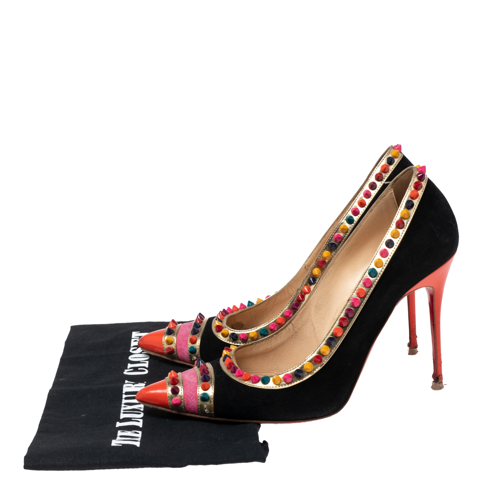 Christian Louboutin Multicolor Suede And Patent Leather Malabar Hill Pumps Size 39.5