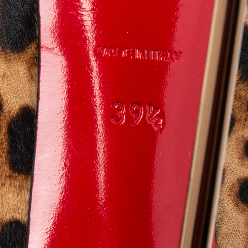 Christian Louboutin Beige/Brown Leopard Print Calf Hair Luxor Metalipp Pumps Size 39.5