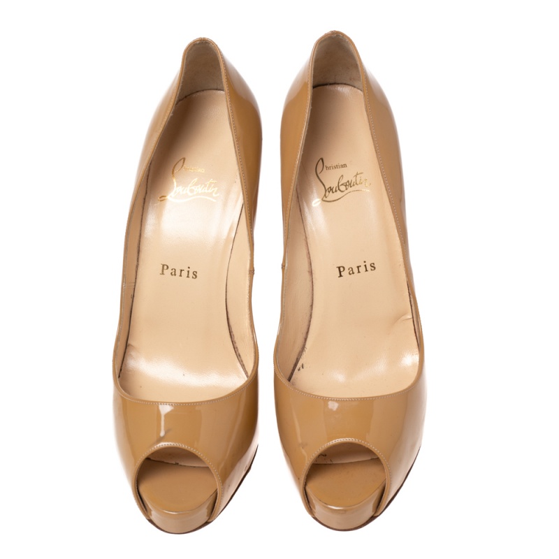 Christian Louboutin Tan Patent Leather Very Prive Pumps Size 39.5