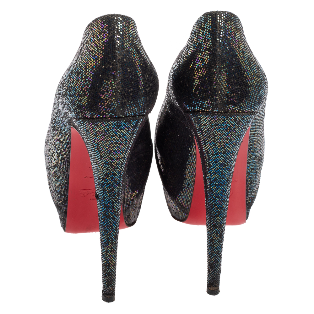 Christian Louboutin Multicolor Glitter Fabric Highness Pumps Size 39.5