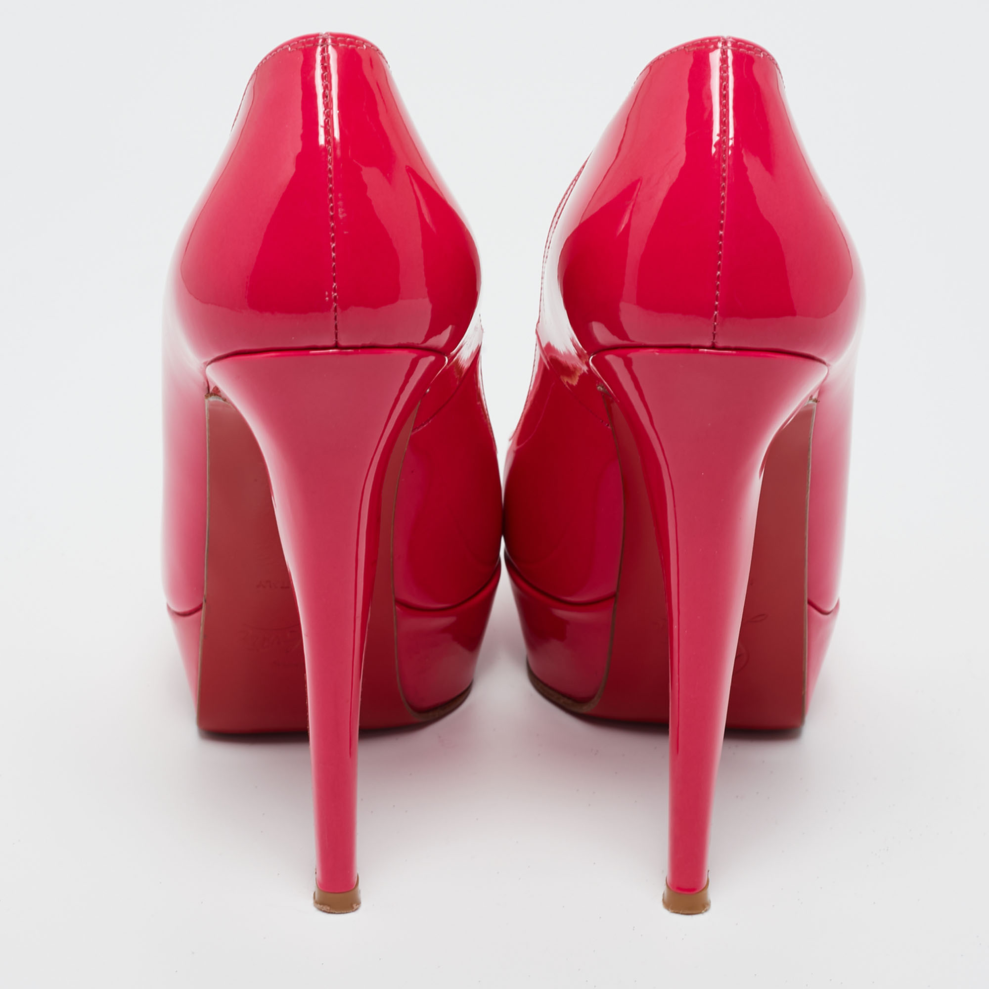 Christian Louboutin Neon Pink Patent Leather Bianca Pumps Size 36