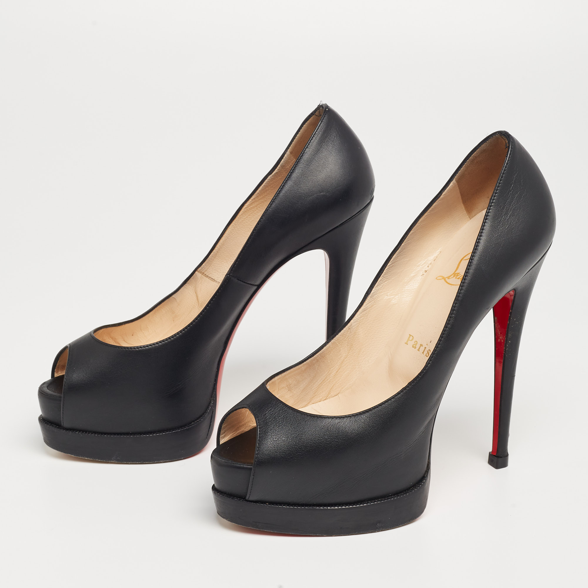 Christian Louboutin Black Leather Palais Royal Pumps Size 38.5