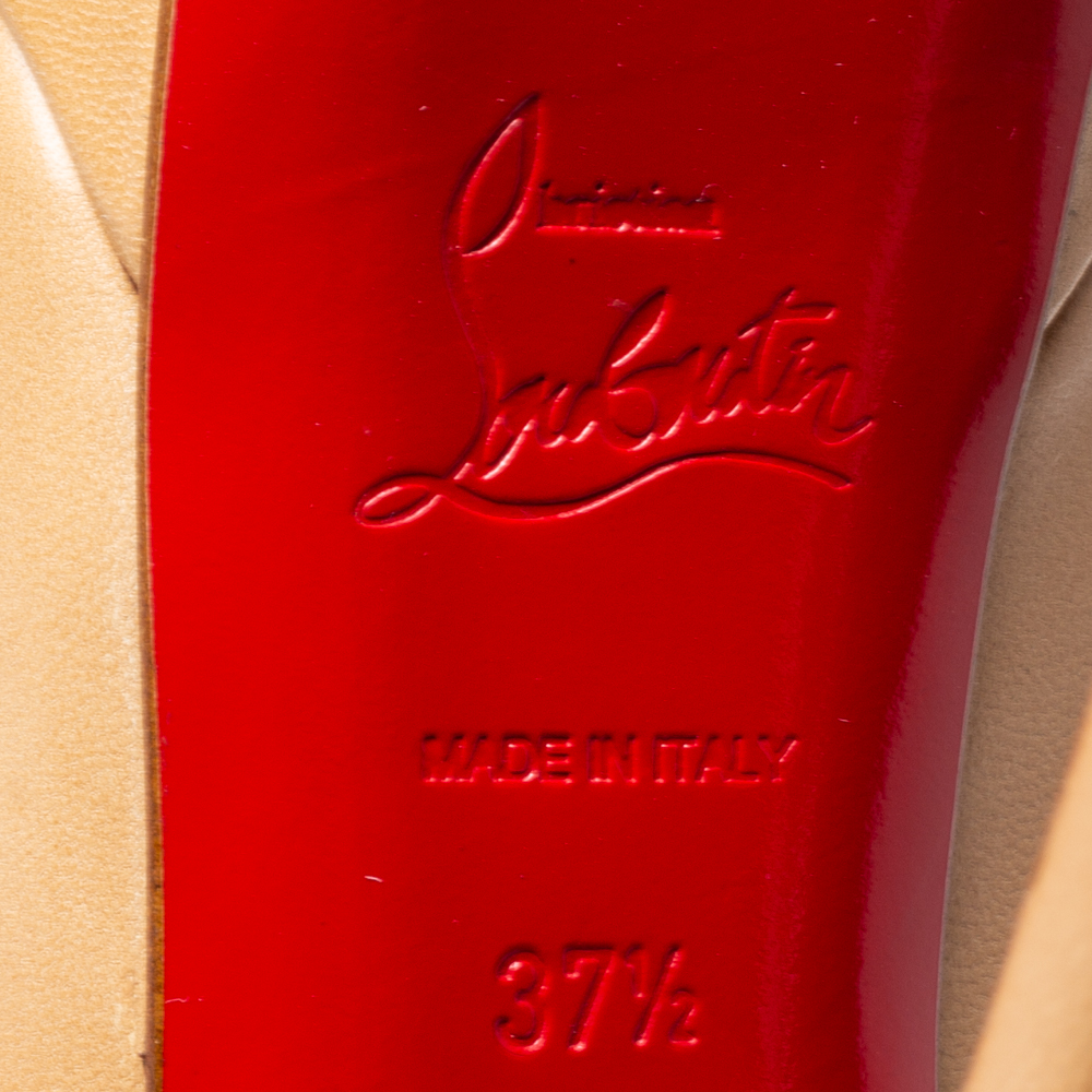 Christian Louboutin Beige Leather Bianca Platform Pumps Size 37.5