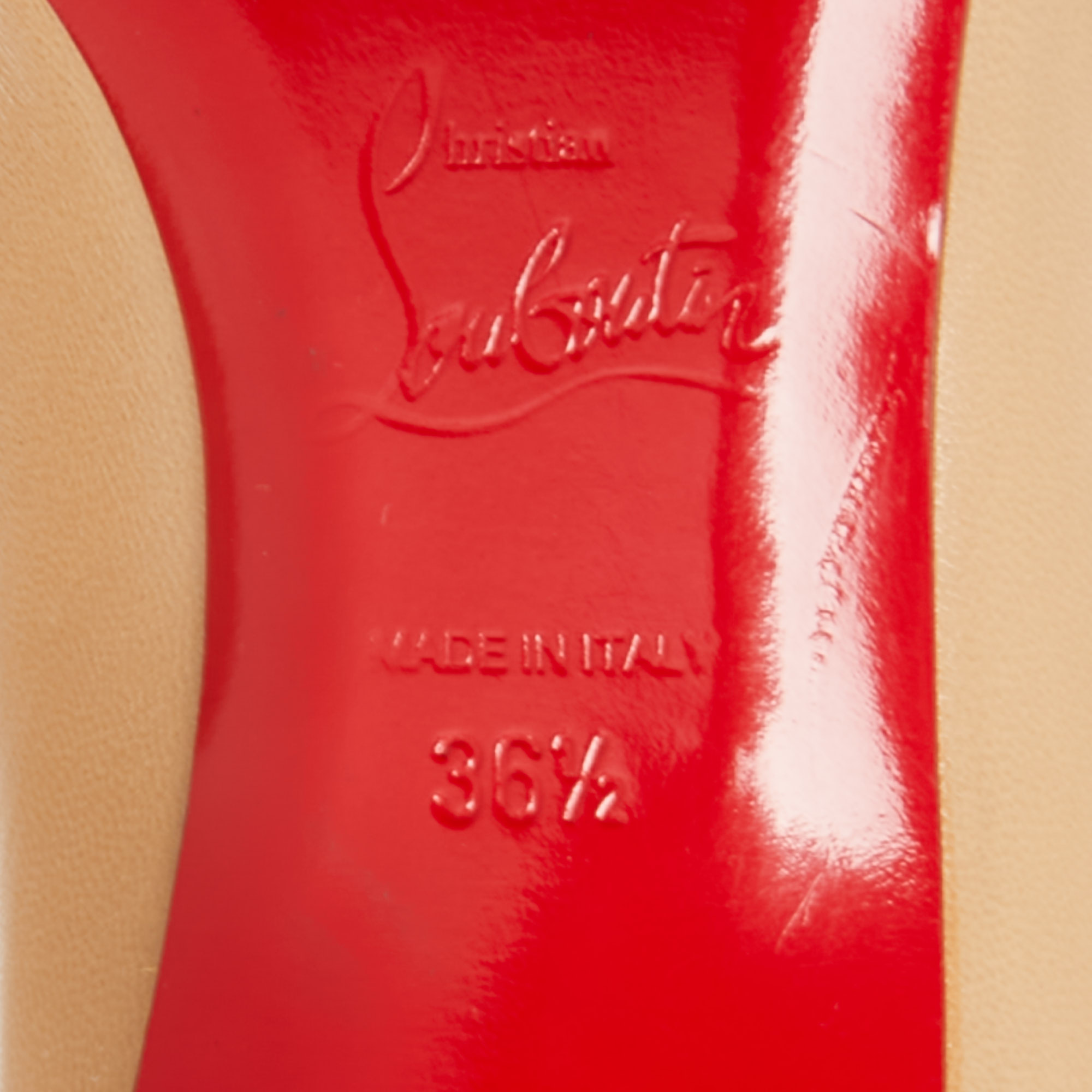 Christian Louboutin Beige Leather Peep-Toe Pumps Size 36.5