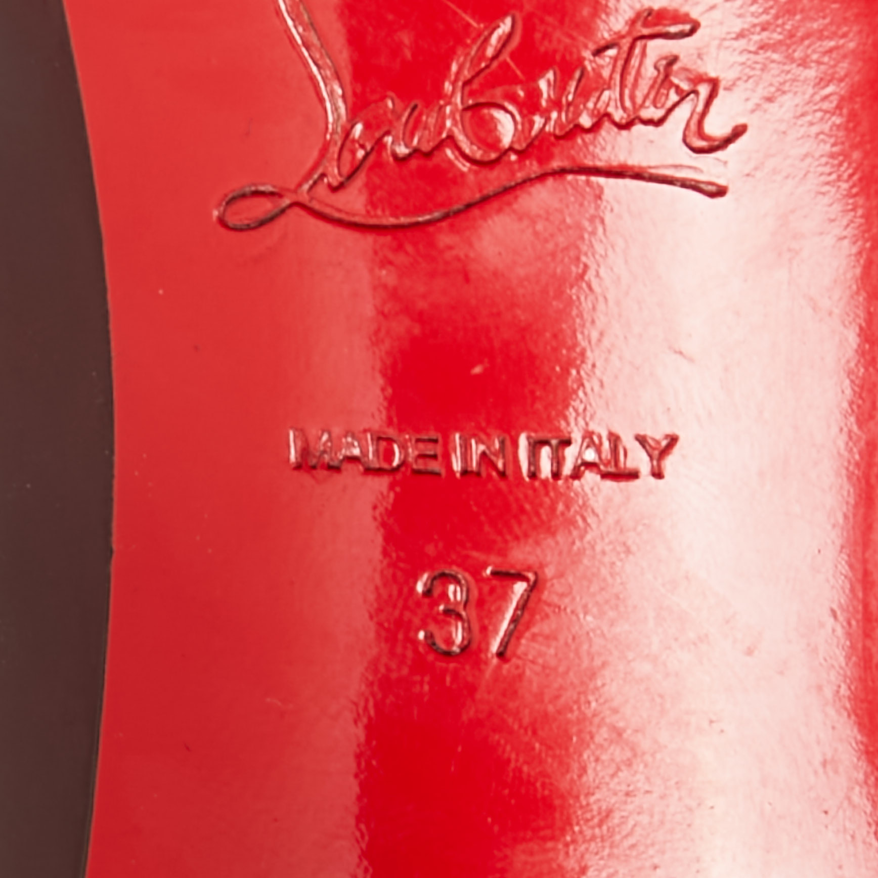 Christian Louboutin Burgundy Patent Leather Matar Claude Peep-Toe Pumps Size 37