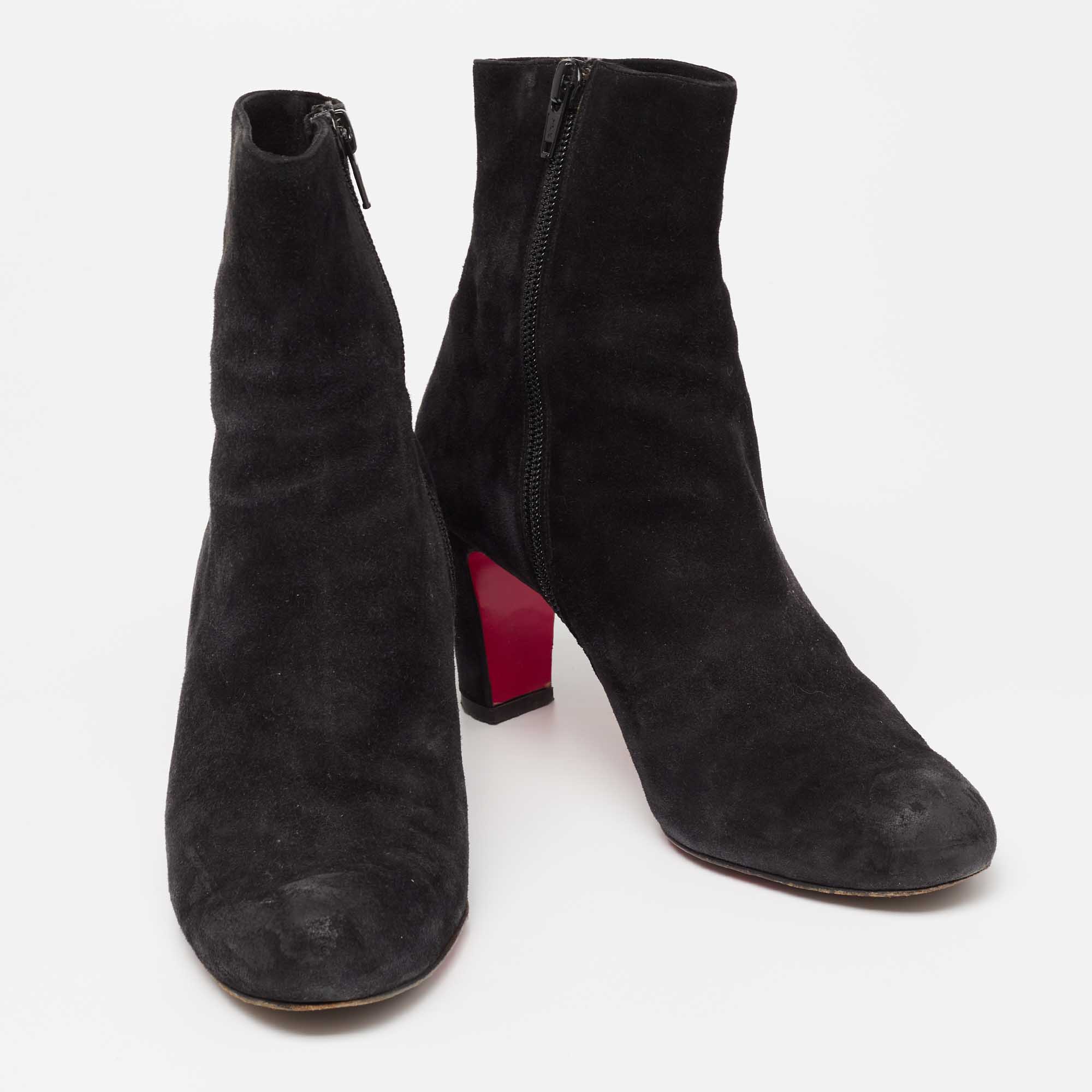 Christian Louboutin Black Suede Ankle Boots Size 36.5