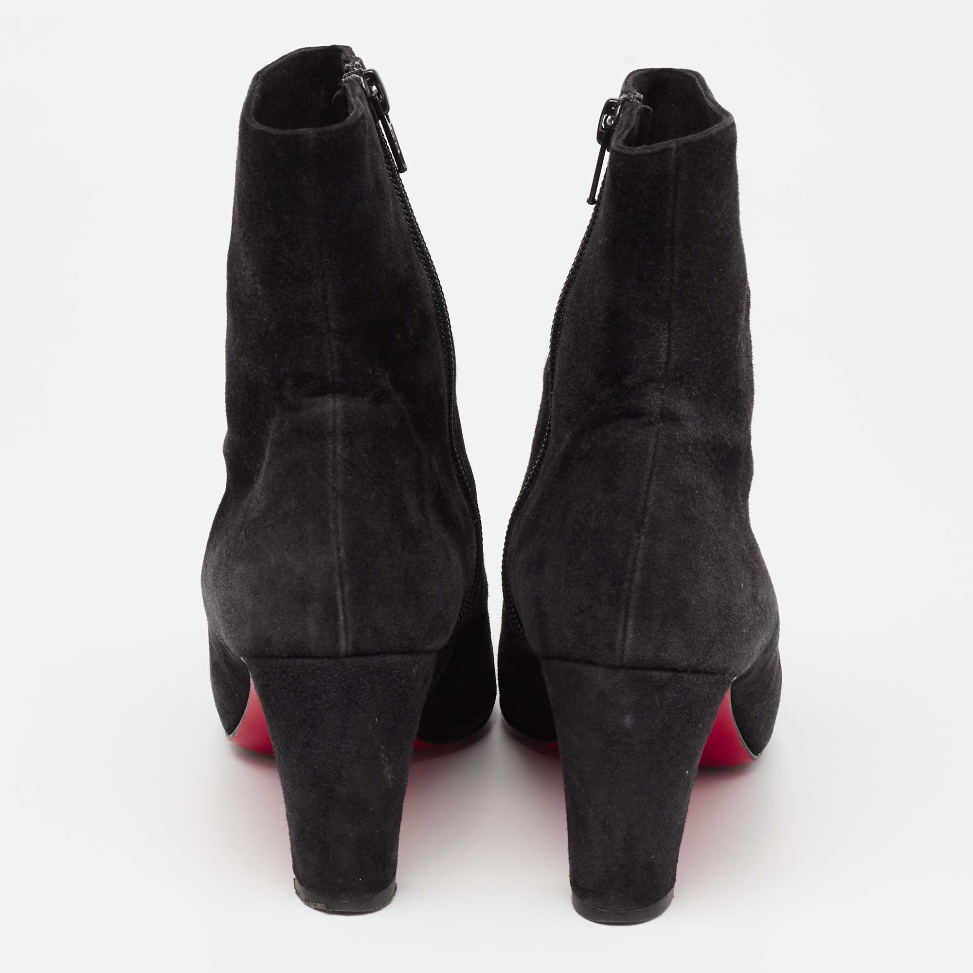 Christian Louboutin Black Suede Ankle Boots Size 36.5
