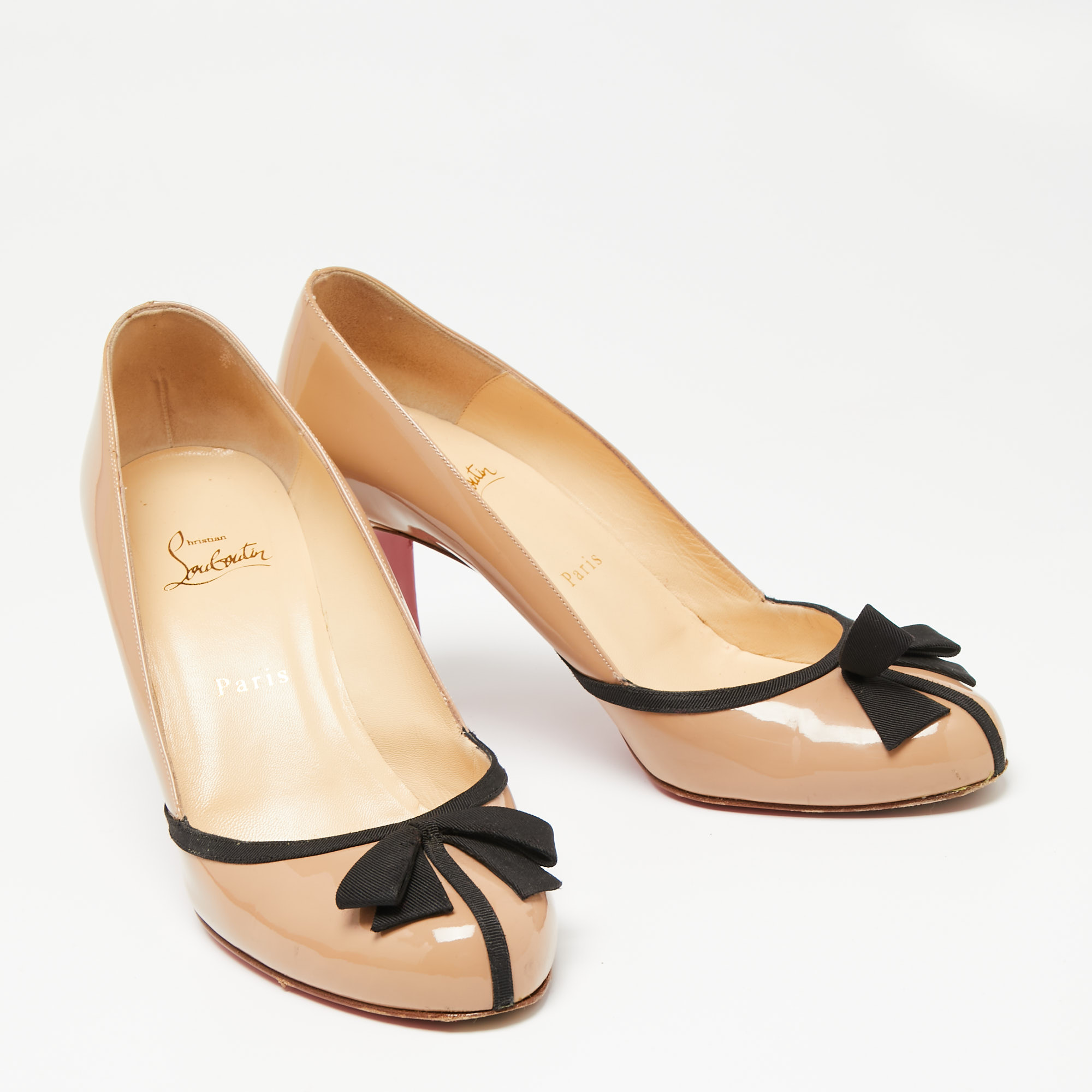 Christian Louboutin Beige Patent Leather Lavalliere Pumps Size 39.5