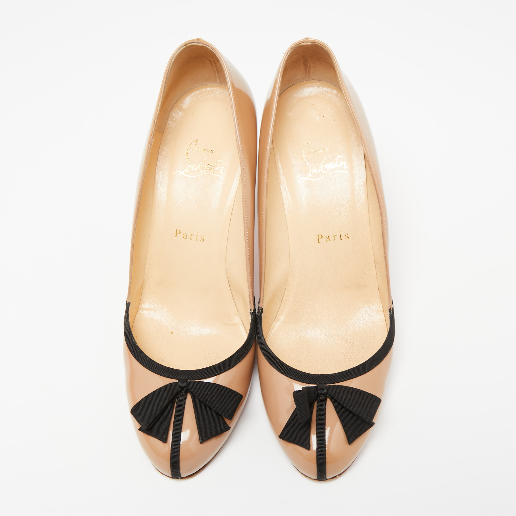 Christian Louboutin Beige Patent Leather Lavalliere Pumps Size 39.5