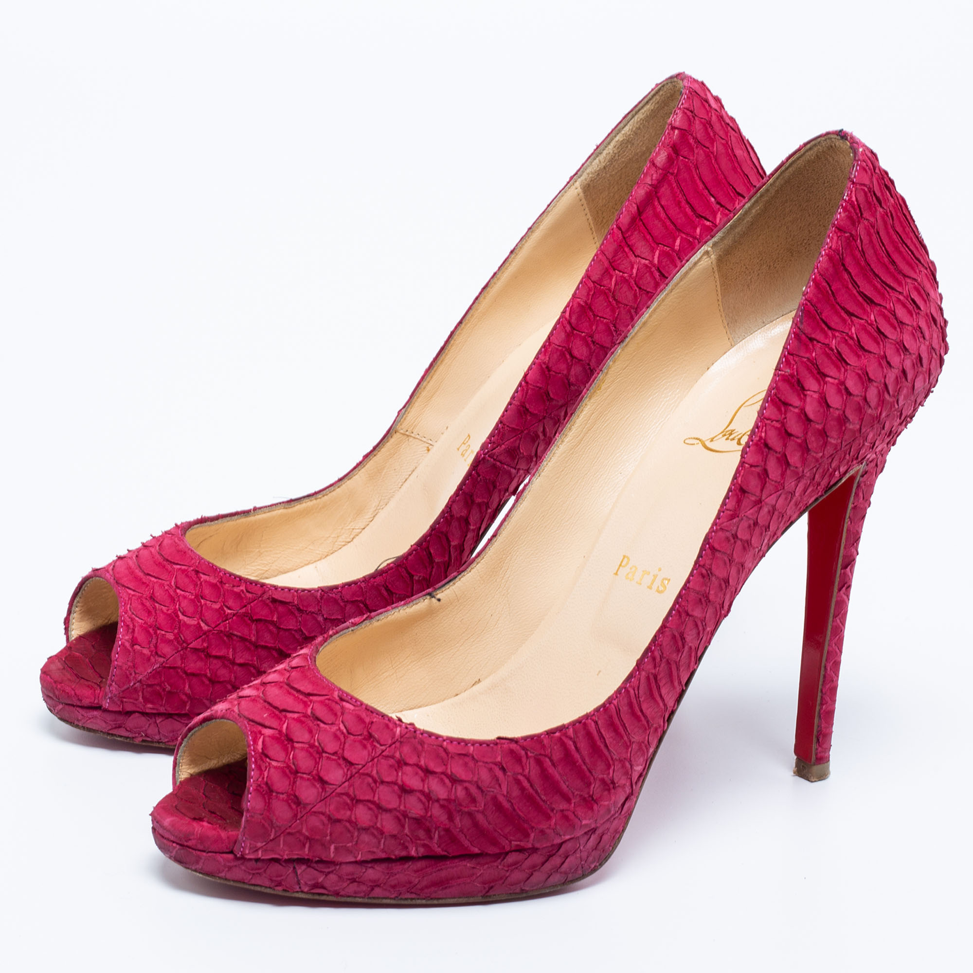 Christian Louboutin Dark Pink Python Leather Yolanda Pumps Size 39