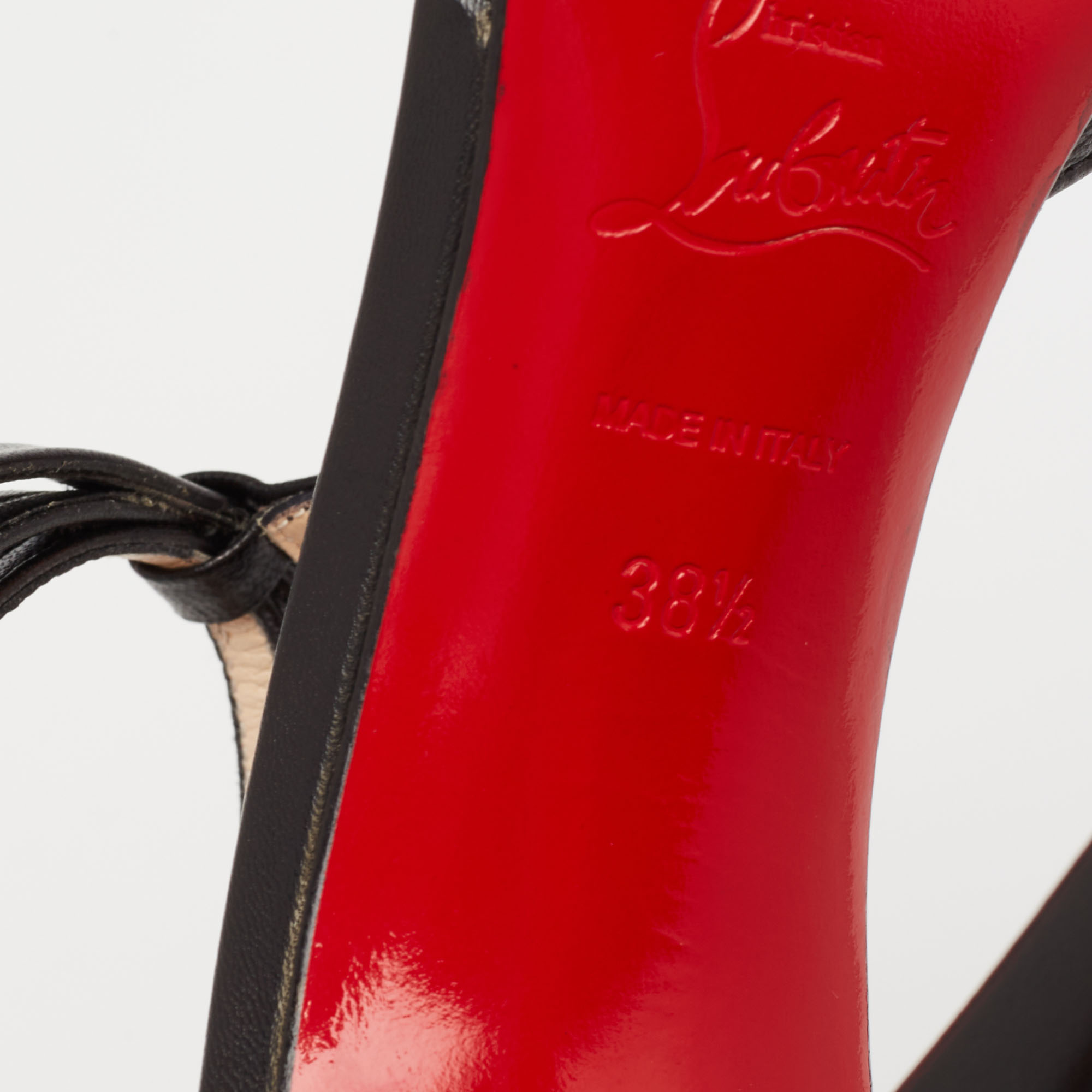 Christian Louboutin Black Leather Bow Detail T- Strap Pumps Size 38.5
