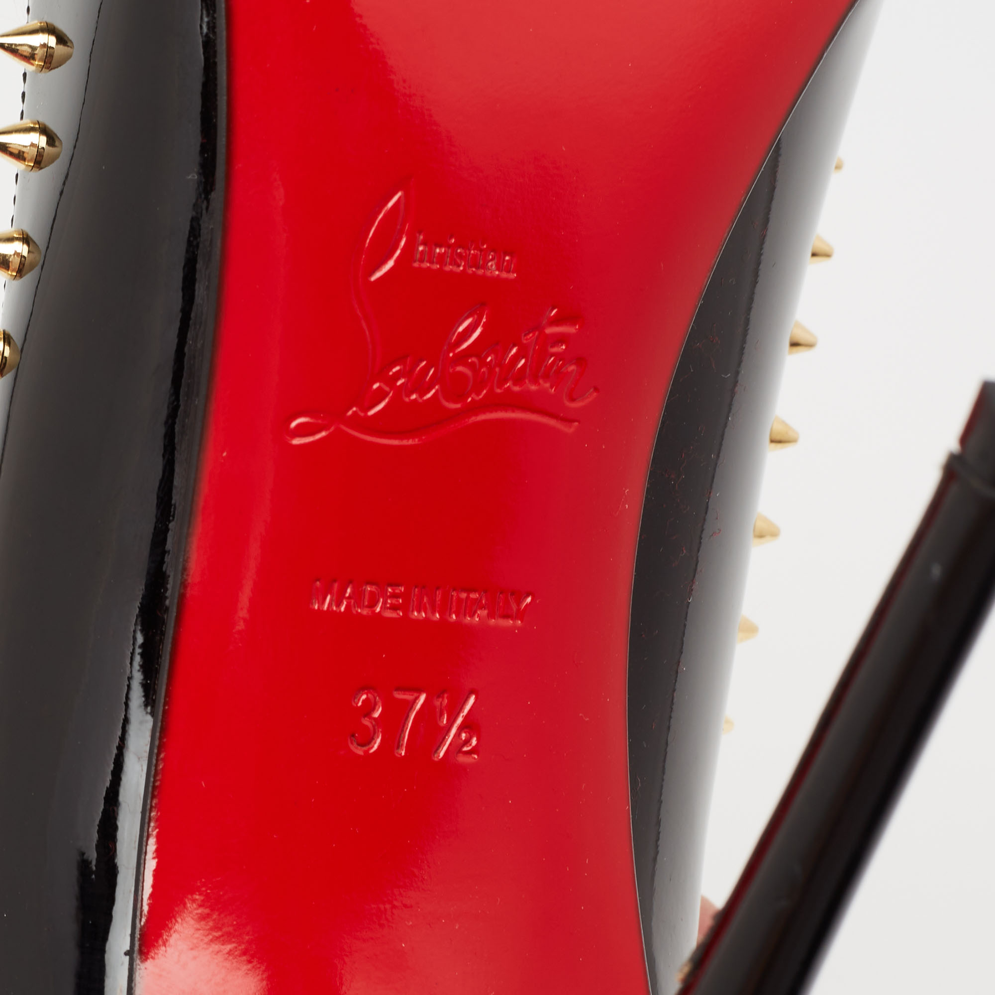 Christian Louboutin Black Patent Leather Anjalina Pumps Size 37.5