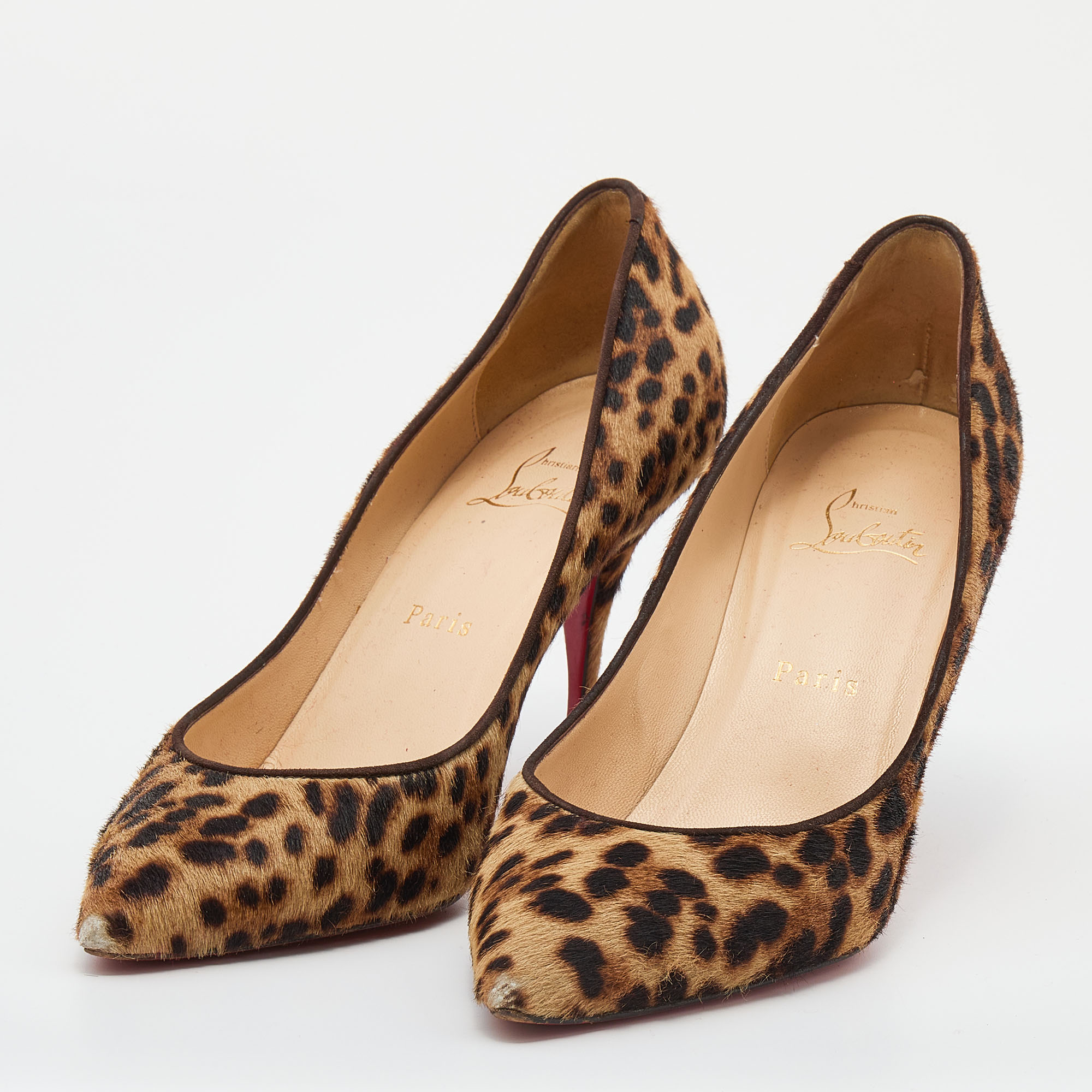 Christian Louboutin Brown Leopard Print Calf Hair Pointed Toe Pumps Size
Christian Louboutin Brown Leopard Print Calf Hair Pointed Toe Pumps Size