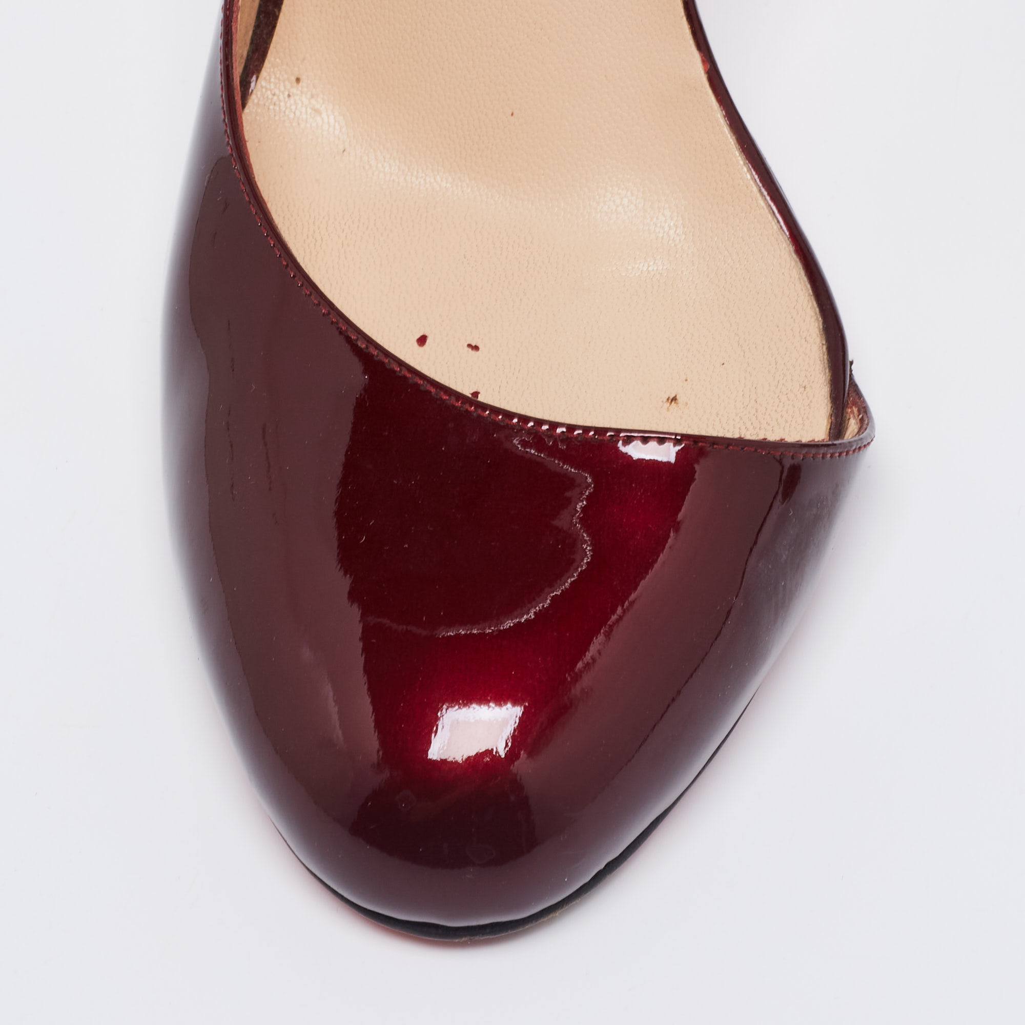 Christian Louboutin Burgundy Patent Leather Helmour D'orsay Pumps Size 39