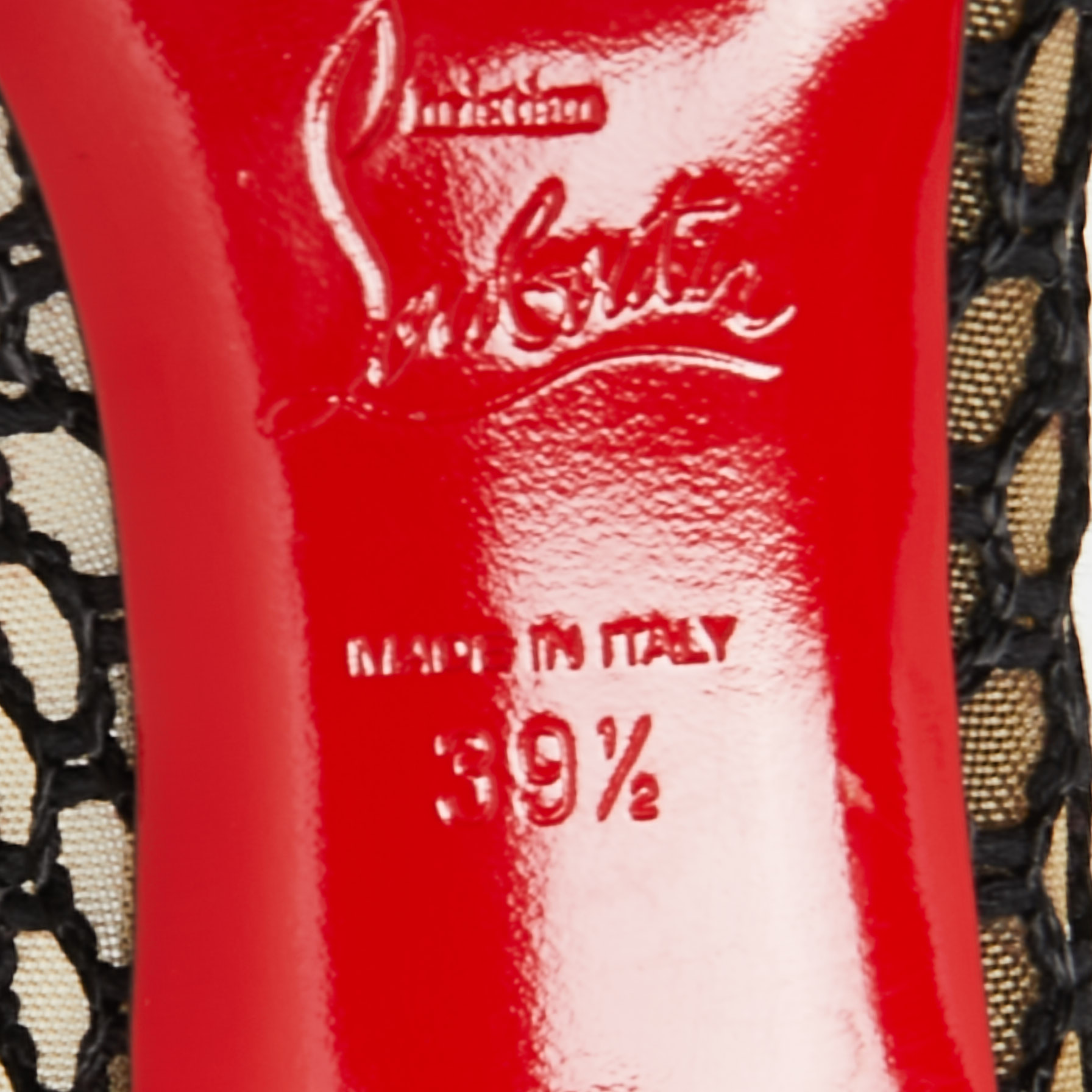Christian Louboutin Black Mesh And Patent Leather Spike Guni Pumps Size 39.5