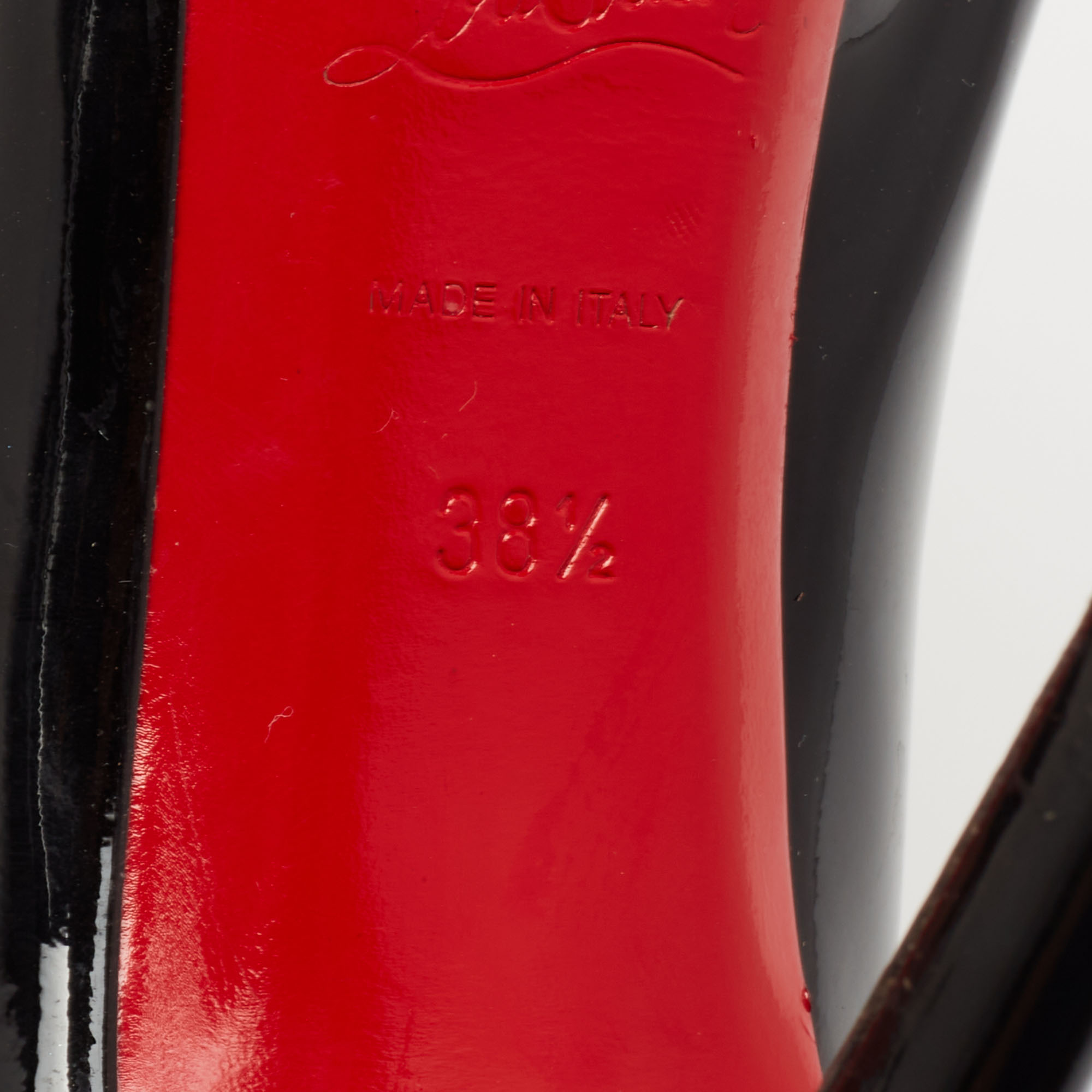 Christian Louboutin Black Patent Leather New Simple Platform Pumps Size 38.5